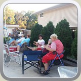 Caroline, Doug, Marty Peterson, Rusty - Marty's wife, Sharm, Marj, and Linda