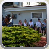 Guy Johnson talking to his friends, then Guy Dyer, Alice, Jeanine, Wayne, Jim and Lori Sedlock, and Caroline