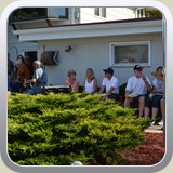 Guy Johnson talking to his friends, then Guy Dyer, Alice, Jeanine, Wayne, Jim and Lori Sedlock, and Caroline